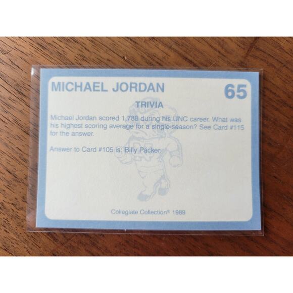 Michael Jordan 1989 Collegiate Collection #65 - Carolina's Finest 1st Edition - Picture 2 of 2
